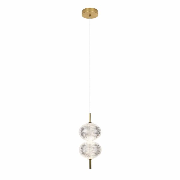 Luminaire LED suspendu SALMA double tulipe acrylique et doré, lumière chaude réglable, idéal pour salons et salles à man 2